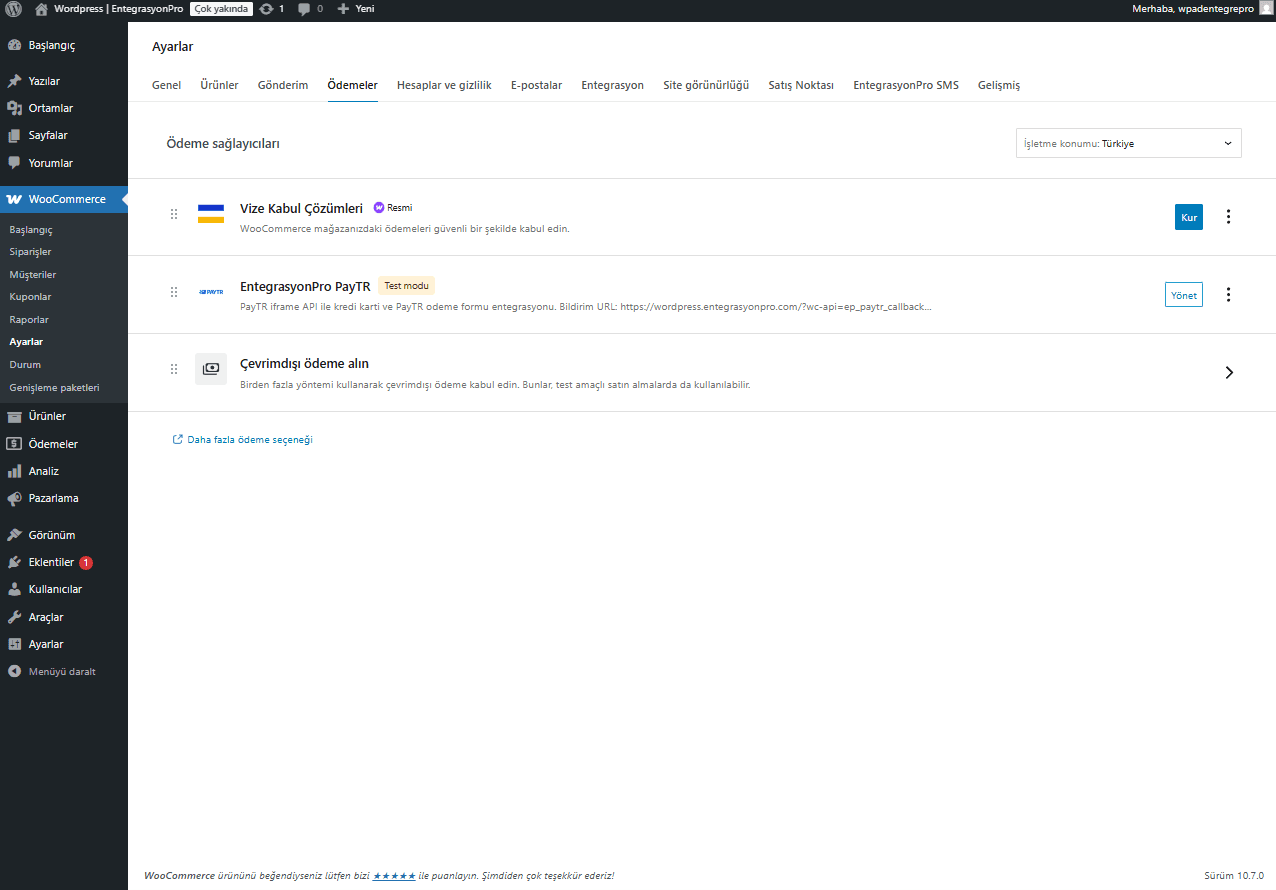 PayTR WooCommerce Ödeme Modülü ekran görüntüsü 2